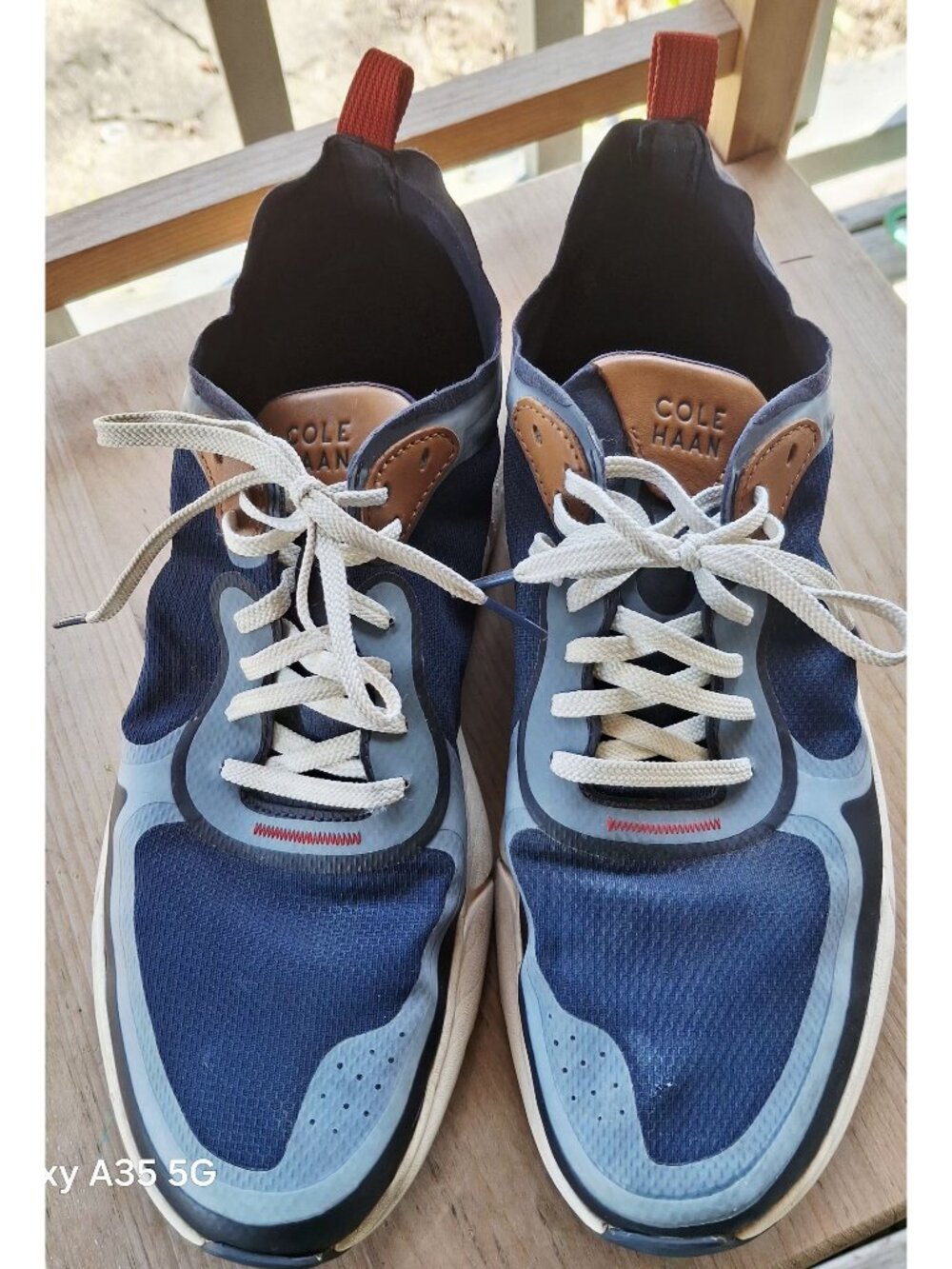 Cole Haan Men's Grandsport Trainer Cross sneakers in Ombre Blue/Marine Blue/Tang